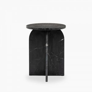Alba Round Side Table, Black Marble