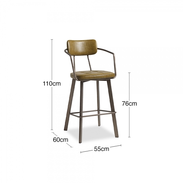 Algora Bar Stool, Vintage Gold