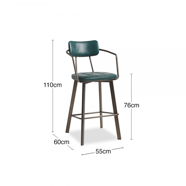 Algora Bar Stool, Vintage Teal