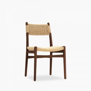 Alma Wooden Dining Chair, Natural Weave & Walnut