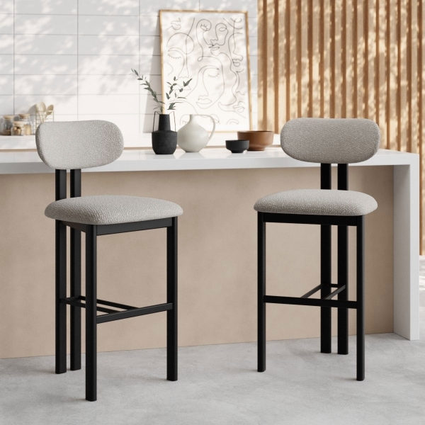 Arbor Bar Stool, Speckled Stone Sustainable Boucle