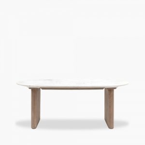 Arno 8 Seat Dining Table, Grey Mango Wood & White Marble