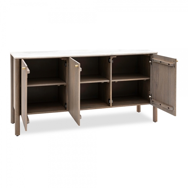 Arno Sideboard, Grey Mango Wood & White Marble