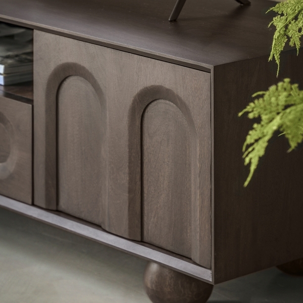 Asher TV Stand, Dark Mango Wood