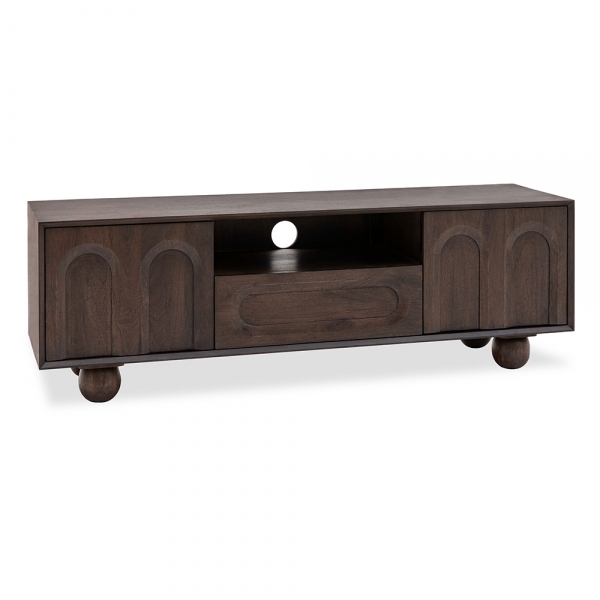 Asher TV Stand, Dark Mango Wood
