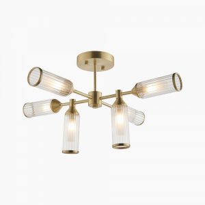 aster-flush-ribbed-glass-ceiling-light-brass-p40706-2818014_image Aster Flush Ribbed Glass Ceiling Light, Brass