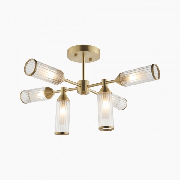 aster-flush-ribbed-glass-ceiling-light-brass-p40706-2818014_image Aster Flush Ribbed Glass Ceiling Light, Brass