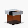 Atmos Side Table, Marble & Brown Acrylic