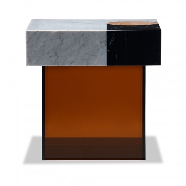 Atmos Side Table, Marble & Brown Acrylic
