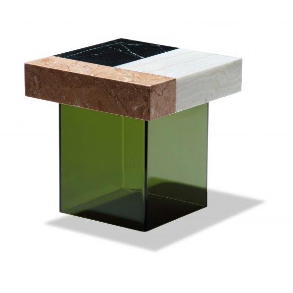Bay Side Table, Marble & Green Acrylic