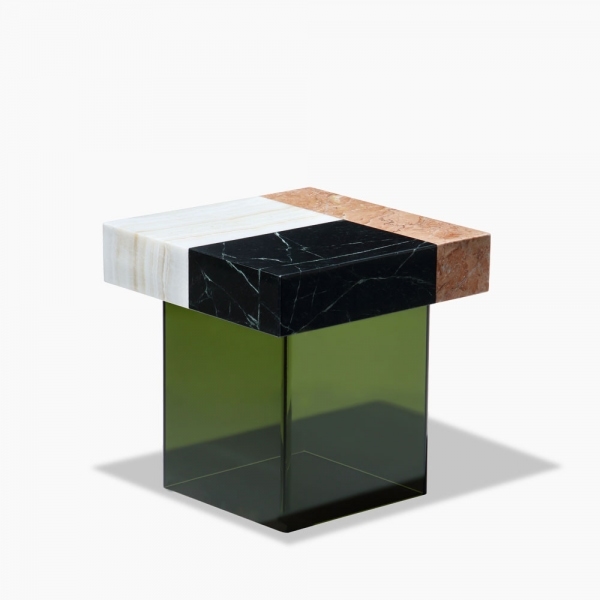 Bay Side Table, Marble & Green Acrylic