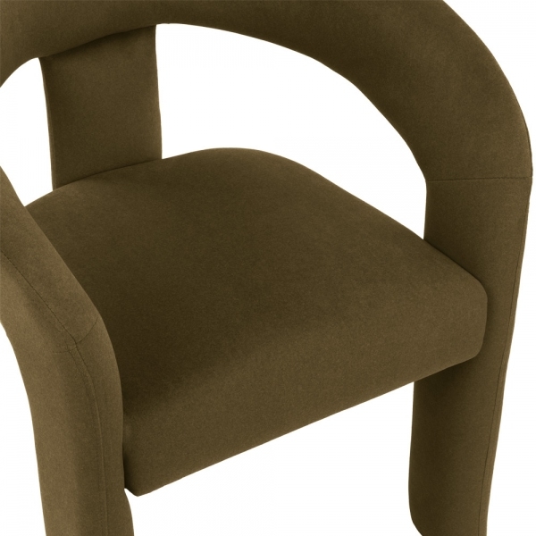 Bellamy Carver Dining Chair, Moss Green Sustainable Mohair Velvet