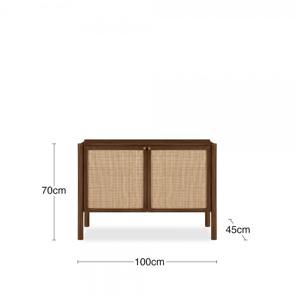 Bourton Sideboard, Dark Mango Wood & Cane