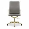 Bria High Back Office Chair, Grey & Brass