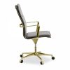 Bria High Back Office Chair, Grey & Brass