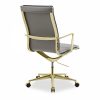 Bria High Back Office Chair, Grey & Brass