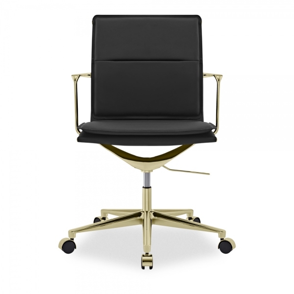 Bria Low Back Office Chair, Black & Brass