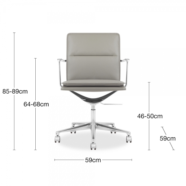 Bria Low Back Office Chair, Grey & Chrome