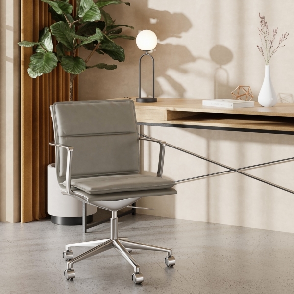 Bria Low Back Office Chair, Grey & Chrome