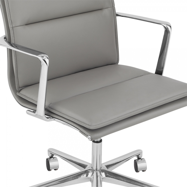 Bria Low Back Office Chair, Grey & Chrome