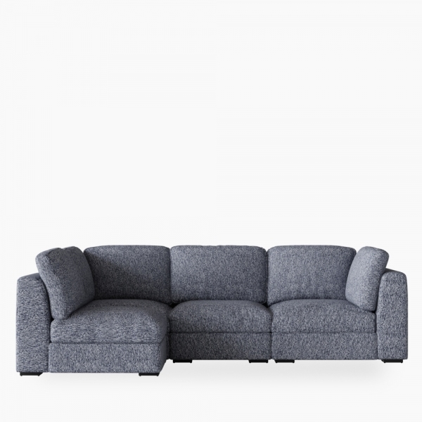 Brigitte 3 Seater Corner Sofa, Blue Chenille