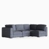 Brigitte 3 Seater Corner Sofa, Blue Chenille