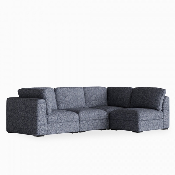 Brigitte 3 Seater Corner Sofa, Blue Chenille