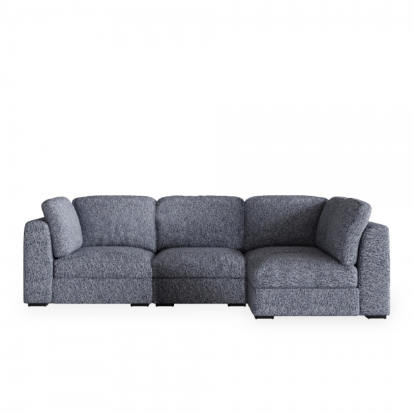 Brigitte 3 Seater Corner Sofa, Blue Chenille