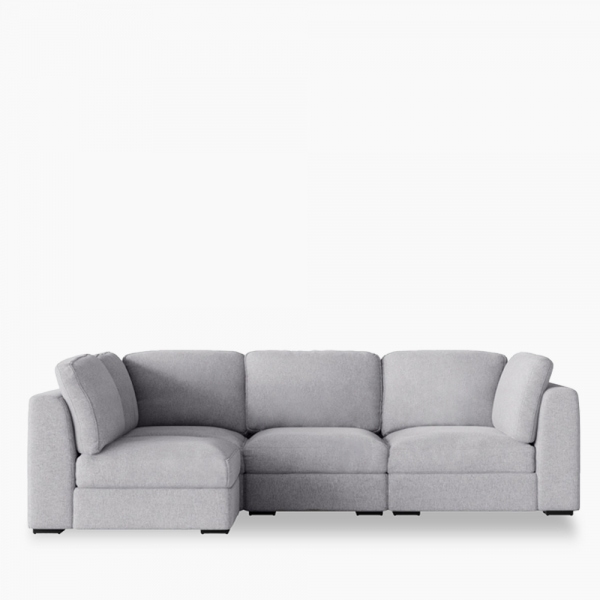 Brigitte 3 Seater Corner Sofa, Light Grey Chenille