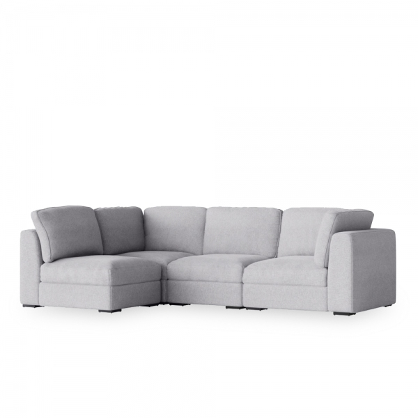 Brigitte 3 Seater Corner Sofa, Light Grey Chenille