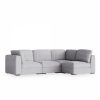 Brigitte 3 Seater Corner Sofa, Light Grey Chenille