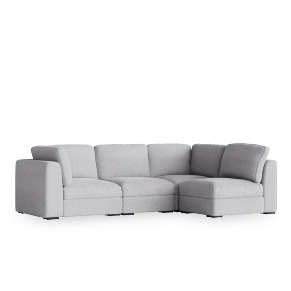 Brigitte 3 Seater Corner Sofa, Light Grey Chenille