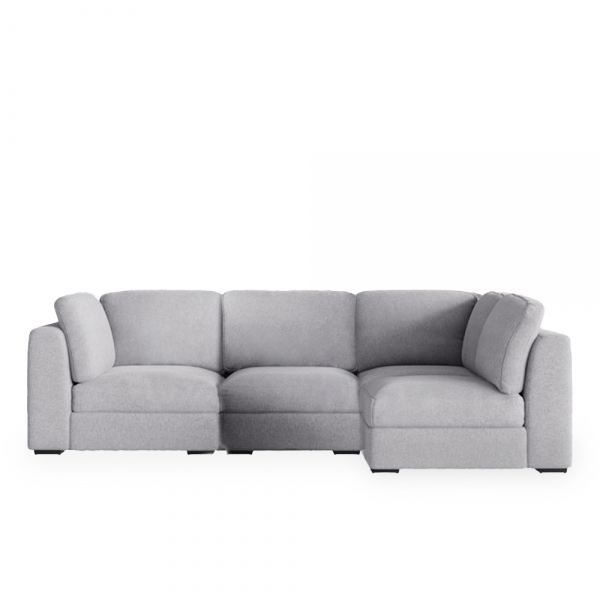 Brigitte 3 Seater Corner Sofa, Light Grey Chenille