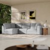 Brigitte 3 Seater Corner Sofa, Light Grey Chenille