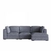 Brigitte 3 Seater L Shape Sofa, Blue Chenille