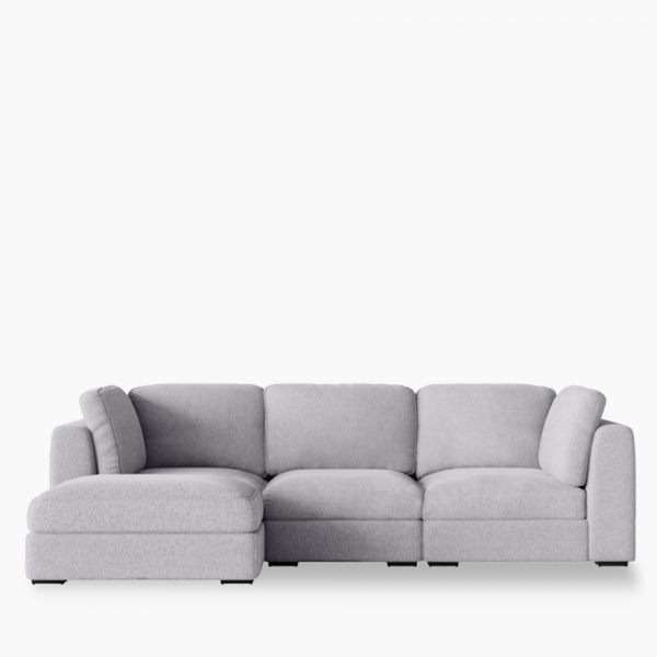 Brigitte 3 Seater L Shape Sofa, Light Grey Chenille