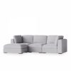 Brigitte 3 Seater L Shape Sofa, Light Grey Chenille