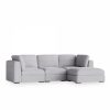 Brigitte 3 Seater L Shape Sofa, Light Grey Chenille