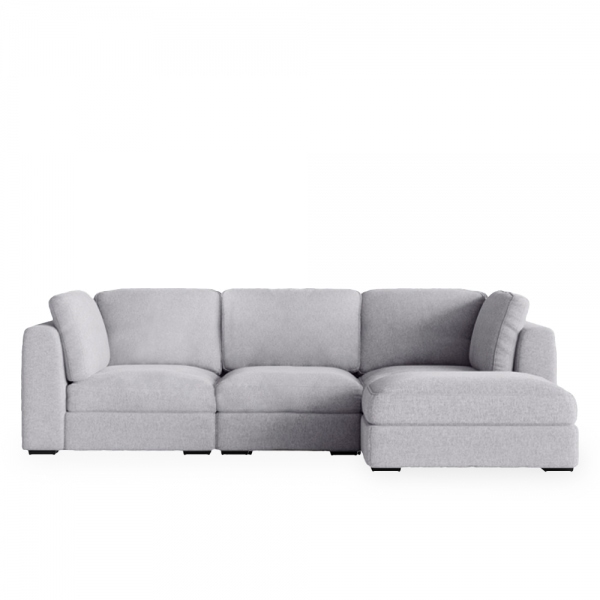 Brigitte 3 Seater L Shape Sofa, Light Grey Chenille