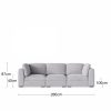 Brigitte 3 Seater Sofa, Light Grey Chenille