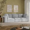 Brigitte 3 Seater Sofa, Light Grey Chenille