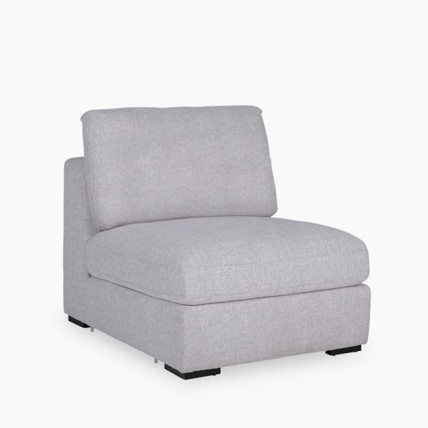 Brigitte One Seat Sofa Section, Light Grey Chenille
