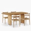 Caleb 4 Chairs Dining Set, Natural Weave & Oak