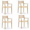Caleb 4 Chairs Dining Set, Natural Weave & Oak