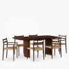 Caleb 6 Chairs Dining Set, Natural Weave & Walnut