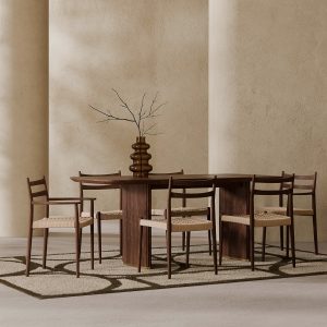 caleb-6-chairs-dining-set-natural-weave-walnut-p44607-2870308_image Caleb 6 Chairs Dining Set, Natural Weave & Walnut