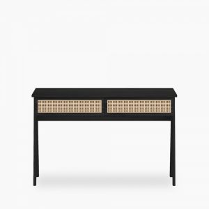 Campbell Large Office Desk, Black & Cane