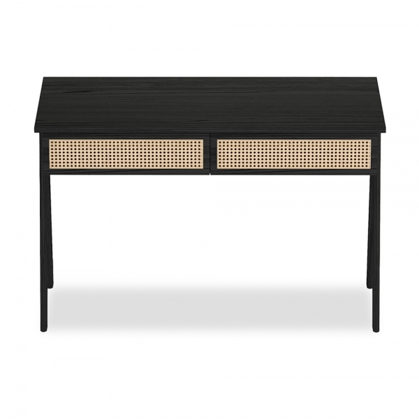Campbell Large Office Desk, Black & Cane