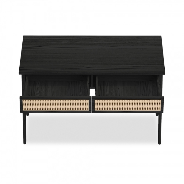 Campbell Large Office Desk, Black & Cane