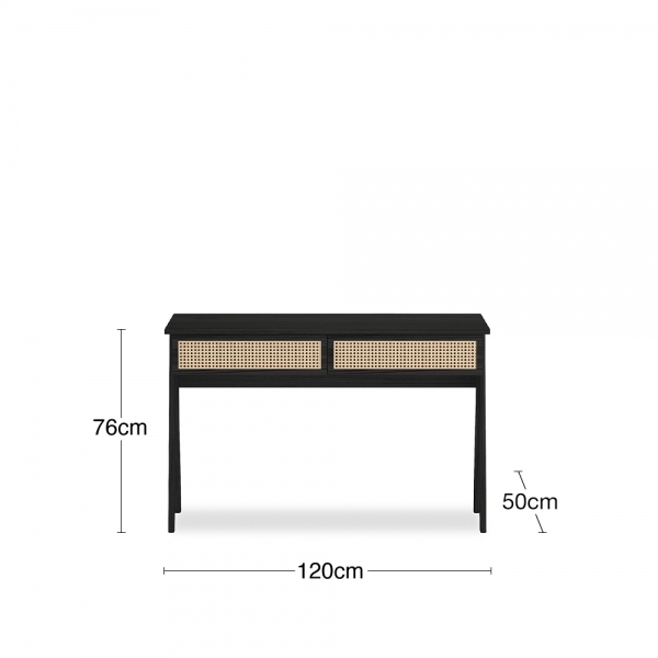 Campbell Large Office Desk, Black & Cane